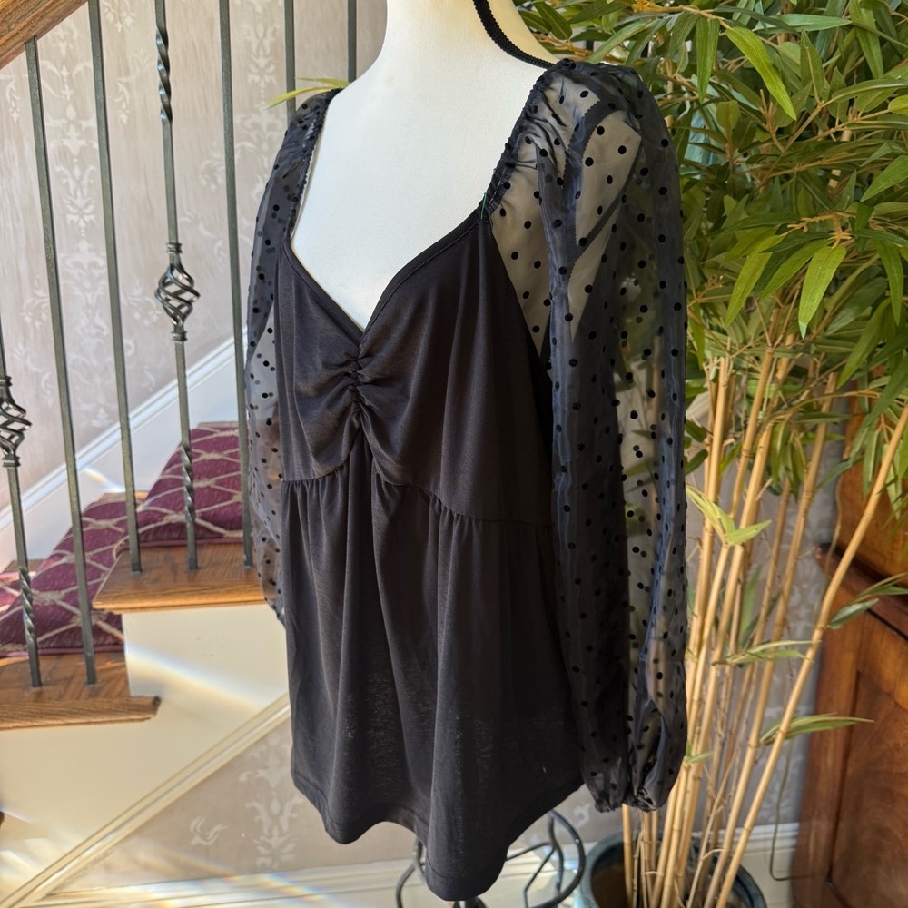 LUNA MOON 2X ladies dressy holiday party drop blouse excellent condition - Picture 7 of 13